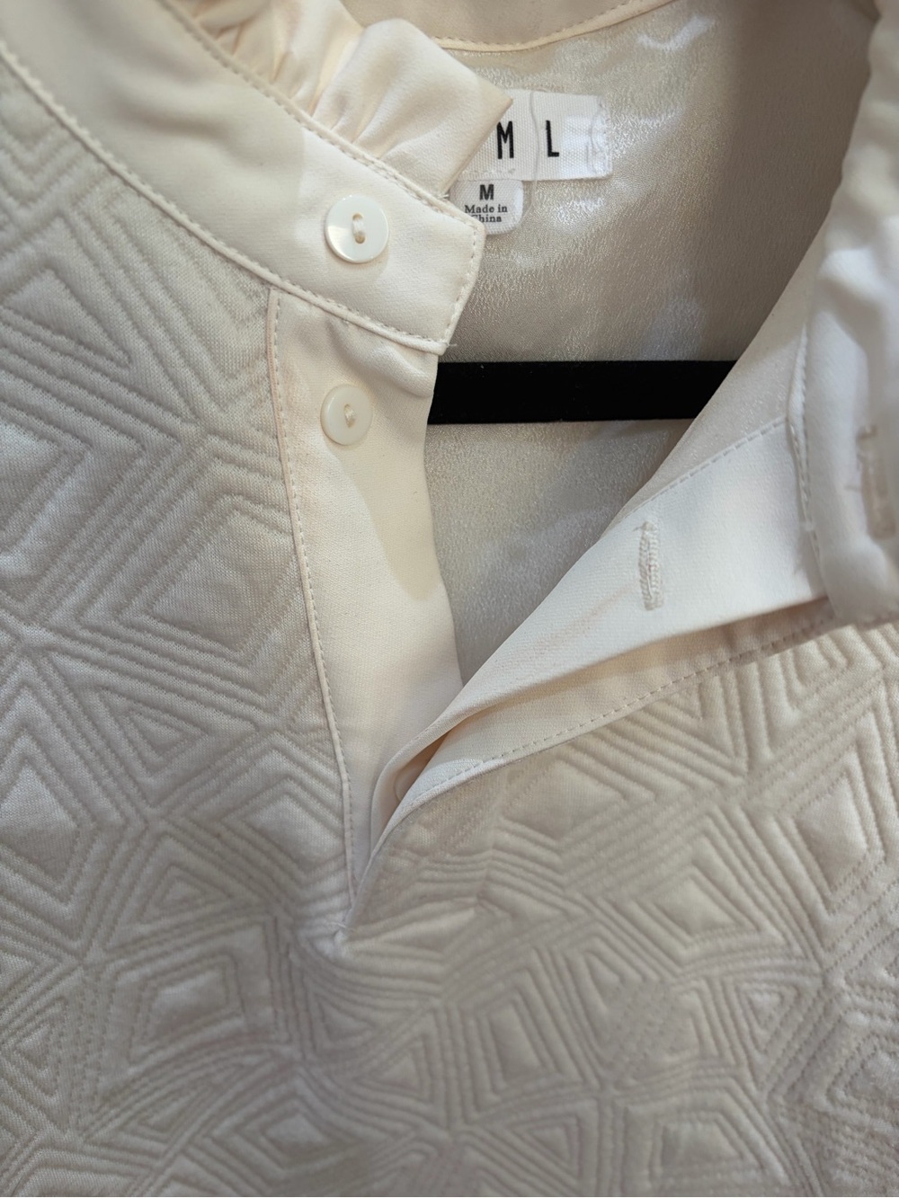 THML Cream Textured Ruffle-Neck Dress - Picture 6 of 9